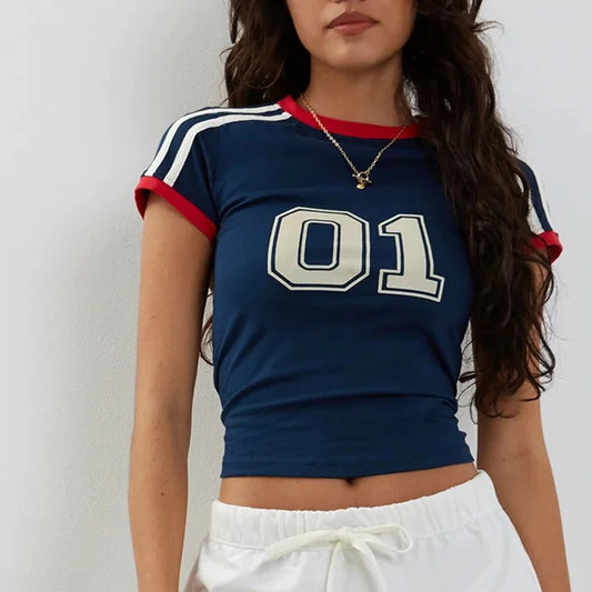 Womens Crop Top Streetwear 01 Logo Casual Short Sleeve Tshirt - S Available at 2Fast2See.co
