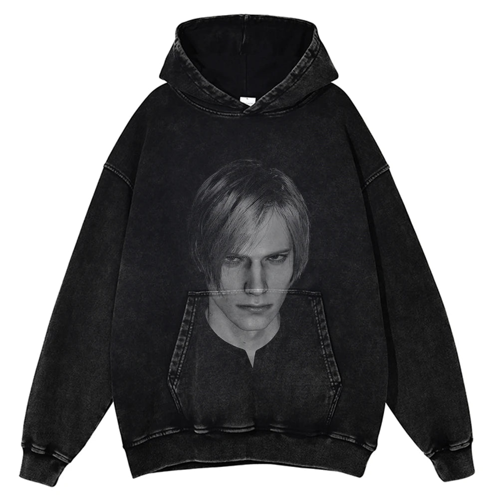 Resident Evil Leon S Kennedy Portrait Washed Hoodie