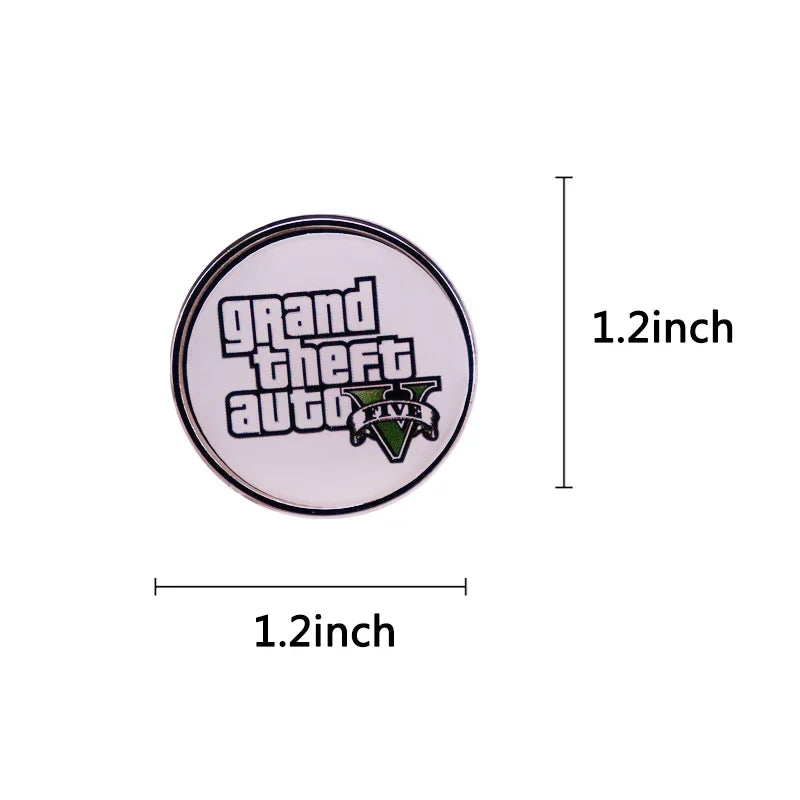 Grand Theft Auto V Brooch Game Logo Badge Pin