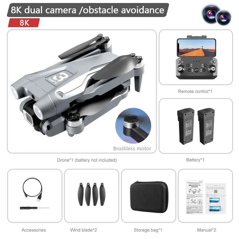Lenovo Z908Pro Max Dual 8K Professional Drone - Grey Dual 8K 2B Available at 2Fast2See.co
