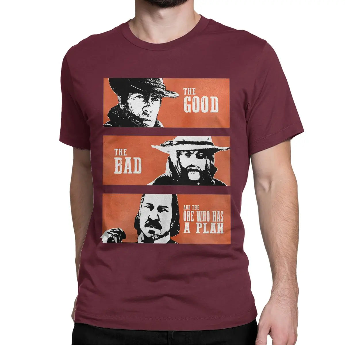 Red Dead Redemption The Good The Bad Inspired Tshirt - Burgundy / S Available at 2Fast2See.co