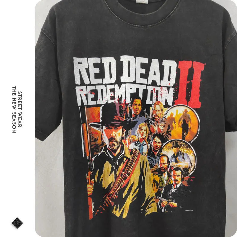 Red Dead Redemption Game Premium Rare Design Vintage Tshirt - Vintage Black / L Available at 2Fast2See.co