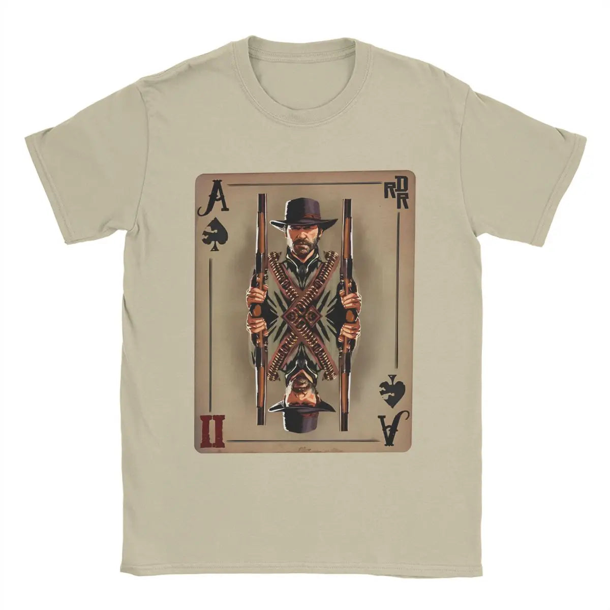 Red Dead Redemption 2 Vintage Arthur Morgan Cotton Tshirt - Khaki / S Available at 2Fast2See.co