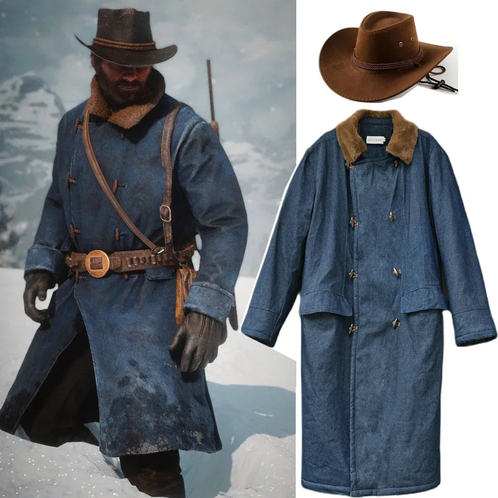 Red Dead Redemption Game Arthur Morgan Coat Cosplay Costume - Coat & Hat / S Available at 2Fast2See.co