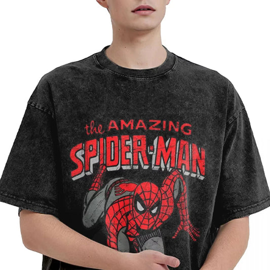The Amazing Spiderman Comic Vintage Washed Tshirt - M Available at 2Fast2See.co