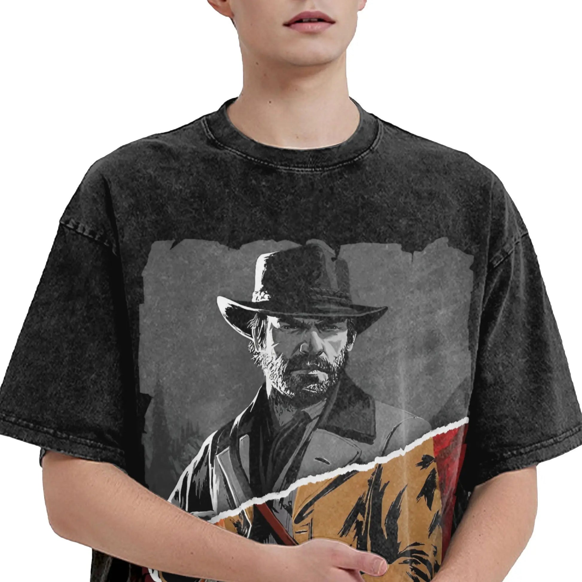 Red Dead Redemption 2 Arthur Washed Tshirt Vintage Top - Vintage Black / S Available at 2Fast2See.co