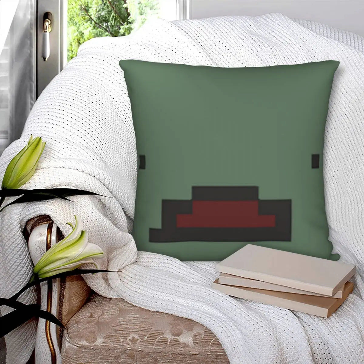 Unturned Zombie Head Pillowcase Cover Polyester Linen Velvet Pattern with Zip - Available at 2Fast2See.co