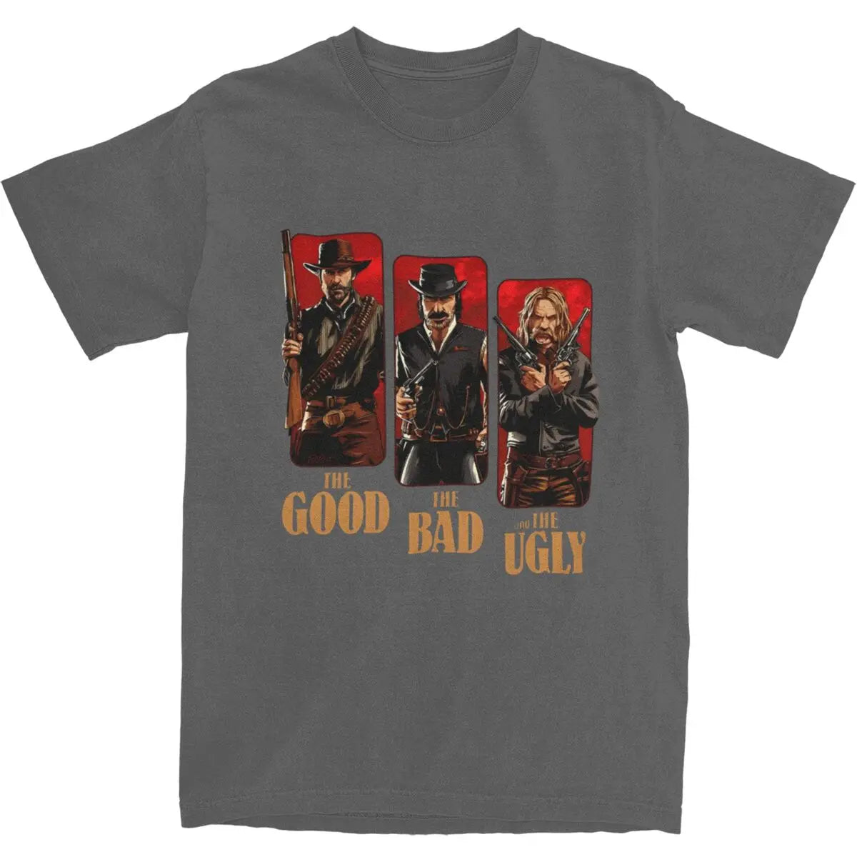 Red Dead Redemption 2 The Good The Bad The Ugly Pure Cotton Tshirt - Dark Gray / S Available at 2Fast2See.co