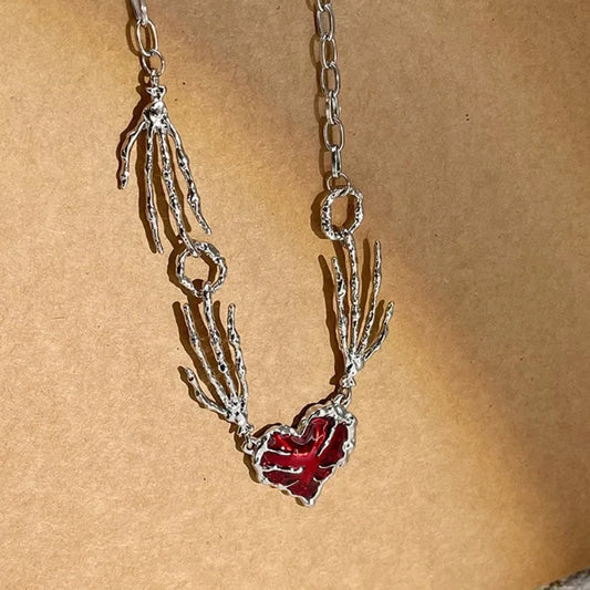 Gothic Red Peach Heart Pendant Necklace for Women - Default Title Available at 2Fast2See.co
