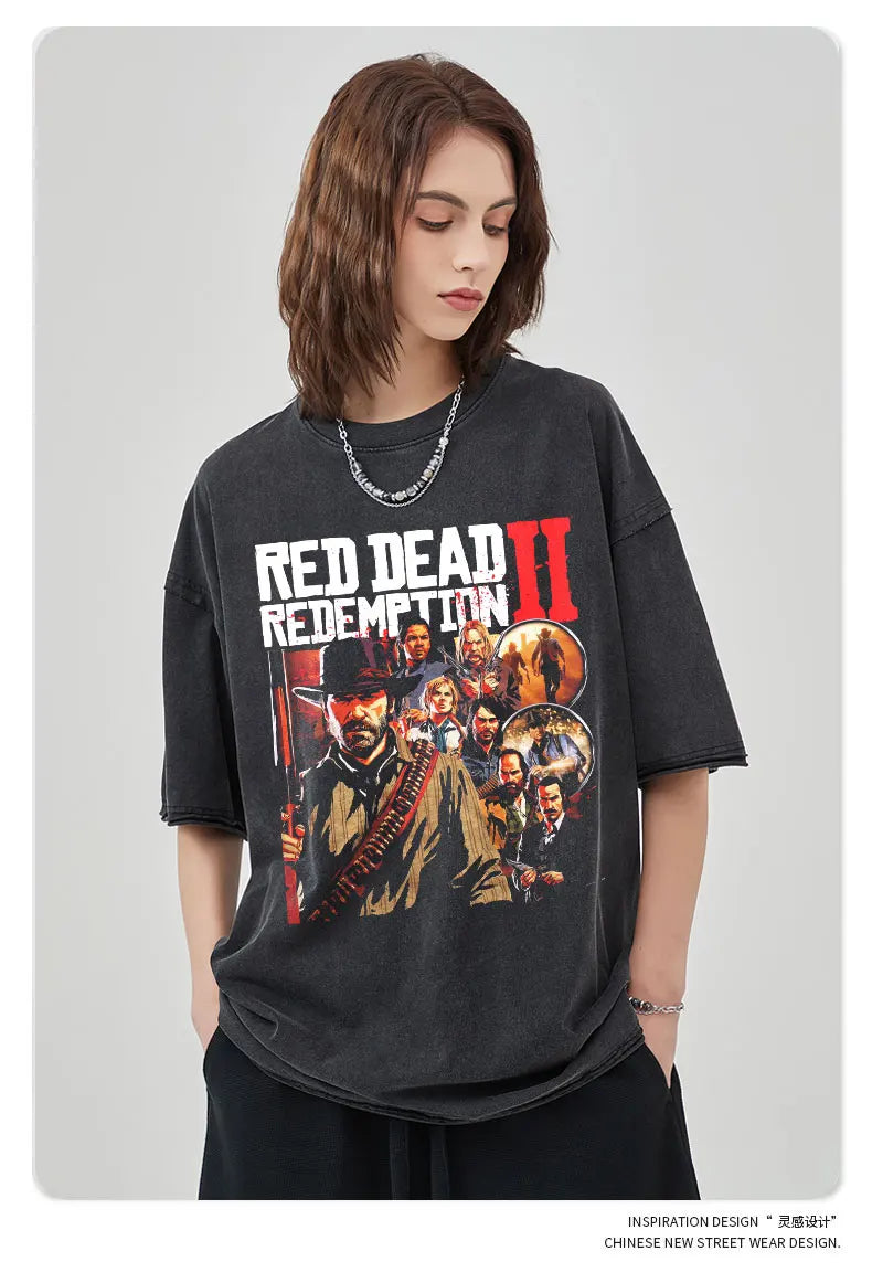 Red Dead Redemption Game Premium Rare Design Vintage Tshirt - Vintage Black / L Available at 2Fast2See.co