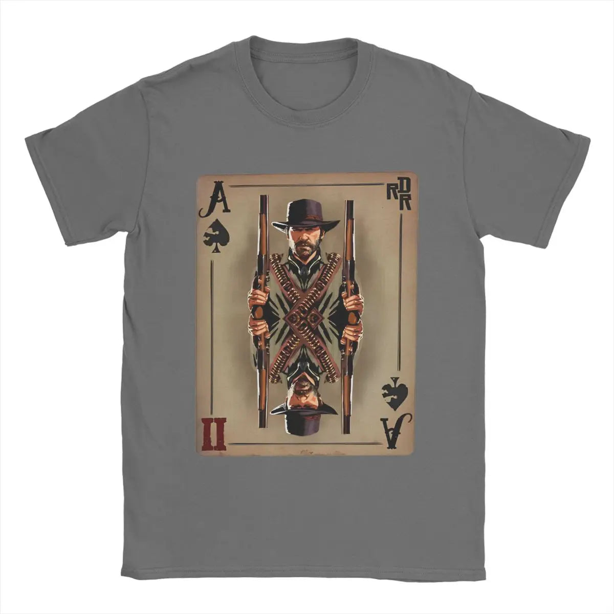 Red Dead Redemption 2 Vintage Arthur Morgan Cotton Tshirt - Dark Gray / S Available at 2Fast2See.co