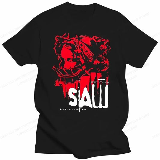 Movie SAW Horror Head Torture Tshirt from Cotton - Black- 2 / S Available at 2Fast2See.co