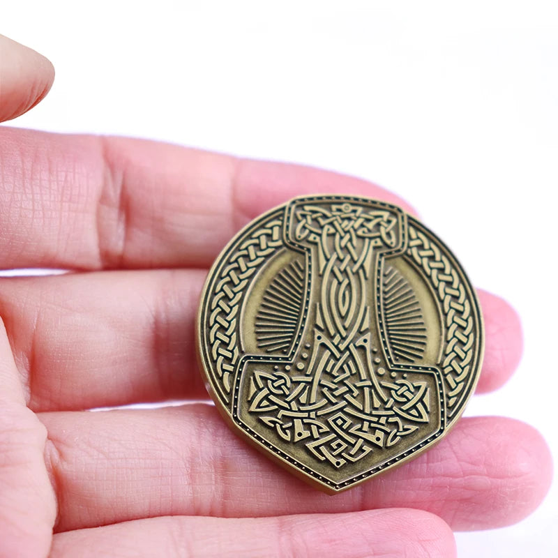 Thors Hammer Enamel Pin Retro Brooch