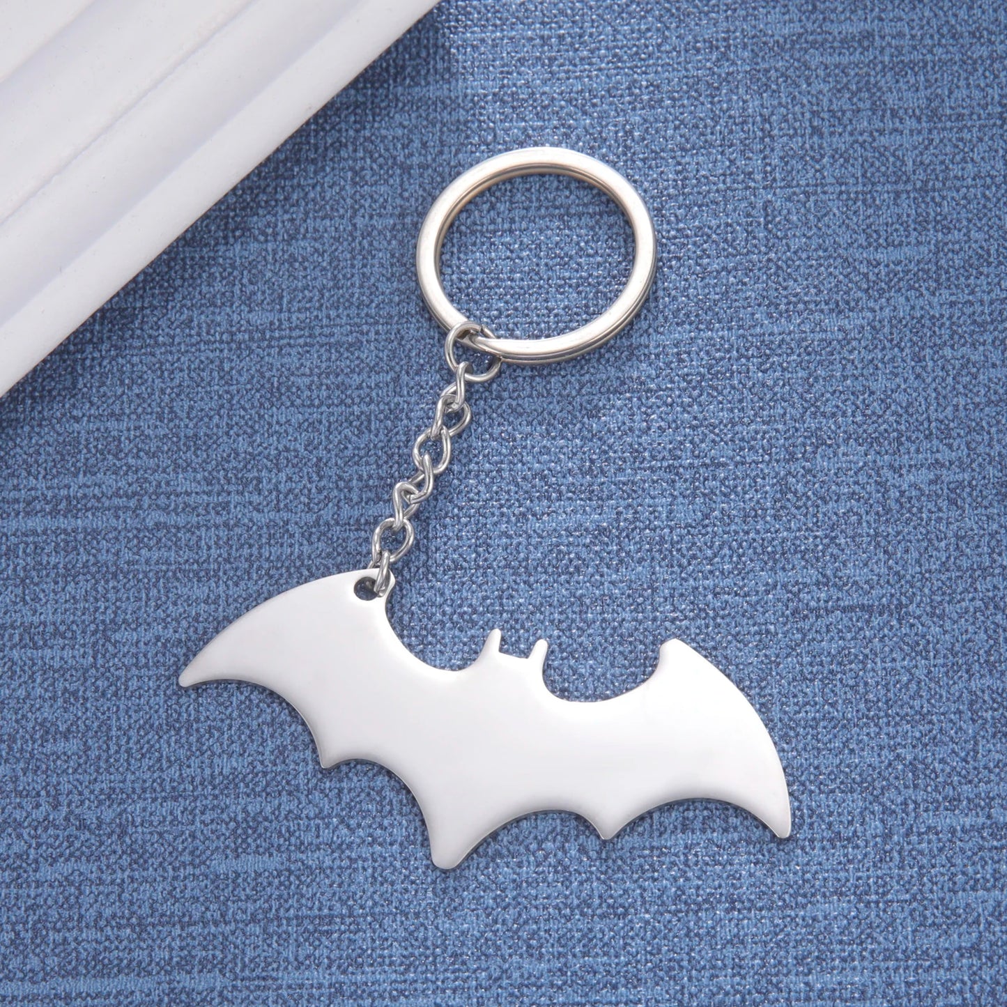 Stainless Steel Batman Silver Keychain - Default Title Available at 2Fast2See.co