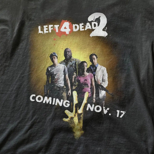 Left 4 Dead 2 Tshirt Vintage Aesthetic Gaming Tee - Black / 2XL Available at 2Fast2See.co