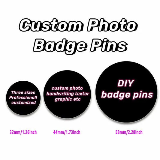 Handmade Custom Round Badges Personalized Brooches / Pins - 58mm Available at 2Fast2See.co