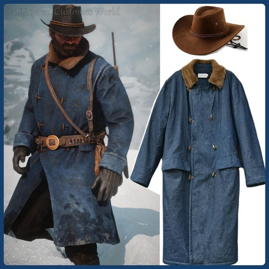 Red Dead Redemption Game Arthur Morgan Coat Cosplay Costume - Coat & Hat / S Available at 2Fast2See.co