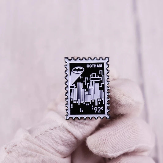 Gotham City Batman Stamp Lapel Pin Cartoon Badge - Gotham City Batman Stamp Lapel Pin Cartoon Badge Available at 2Fast2See.co