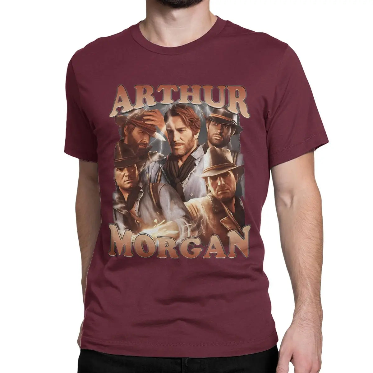 Red Dead Redemption Vintage Arthur Morgan Tshirt - Burgundy / S Available at 2Fast2See.co