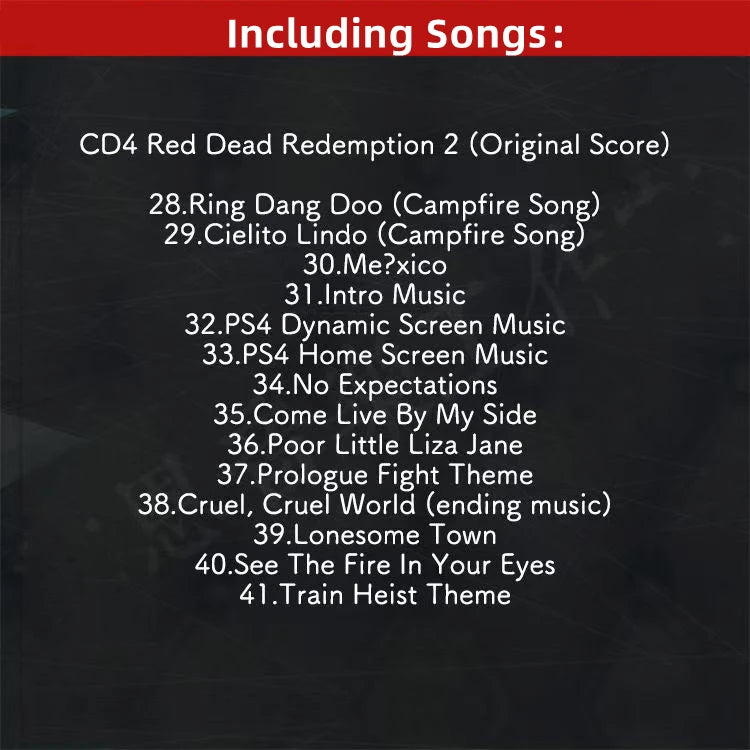 Red Dead Redemption II Game Woody Jackson Music CD RDR 2 OST Album 4pcs Compact Disc - 4pcs Music CD Available at 2Fast2See.co