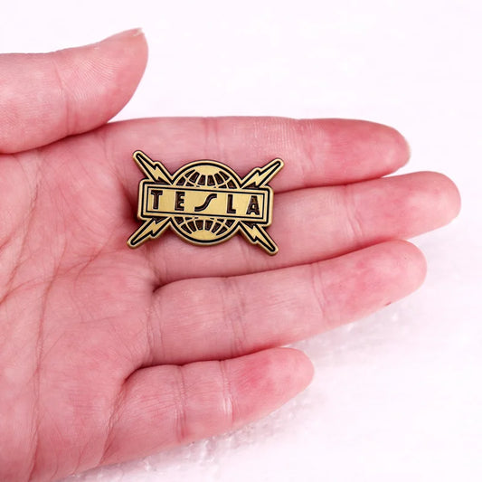 Vintage Tesla Metal Pin American Badge - Available at 2Fast2See.co