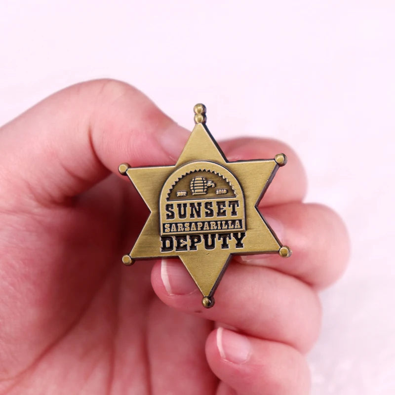 Vintage Sunset Deputy Enamel Pin Star Badge - Stainless Steel Vintage Sunset Deputy Pin Available at 2Fast2See.co