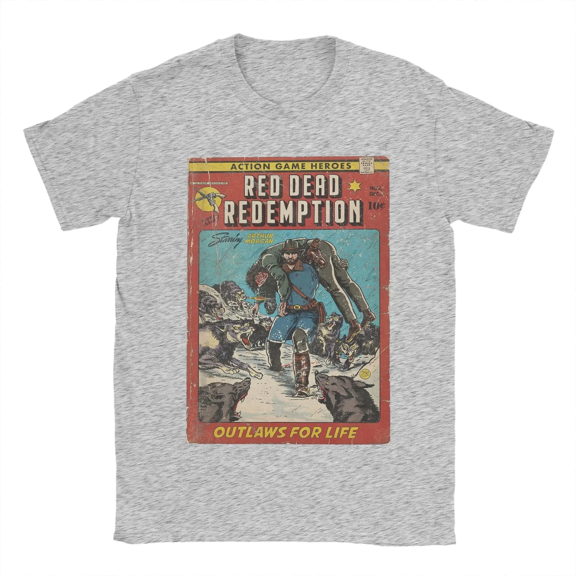 Red Dead Redemption Outlaws for Life Comic Inspired Tshirt - Gray / S Available at 2Fast2See.co