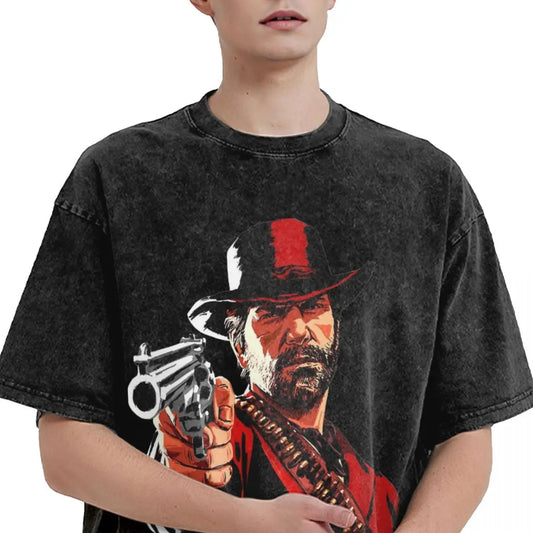 Red Dead Redemption 2 Arthur Morgan Washed Vintage Tshirt - Vintage Black / S Available at 2Fast2See.co