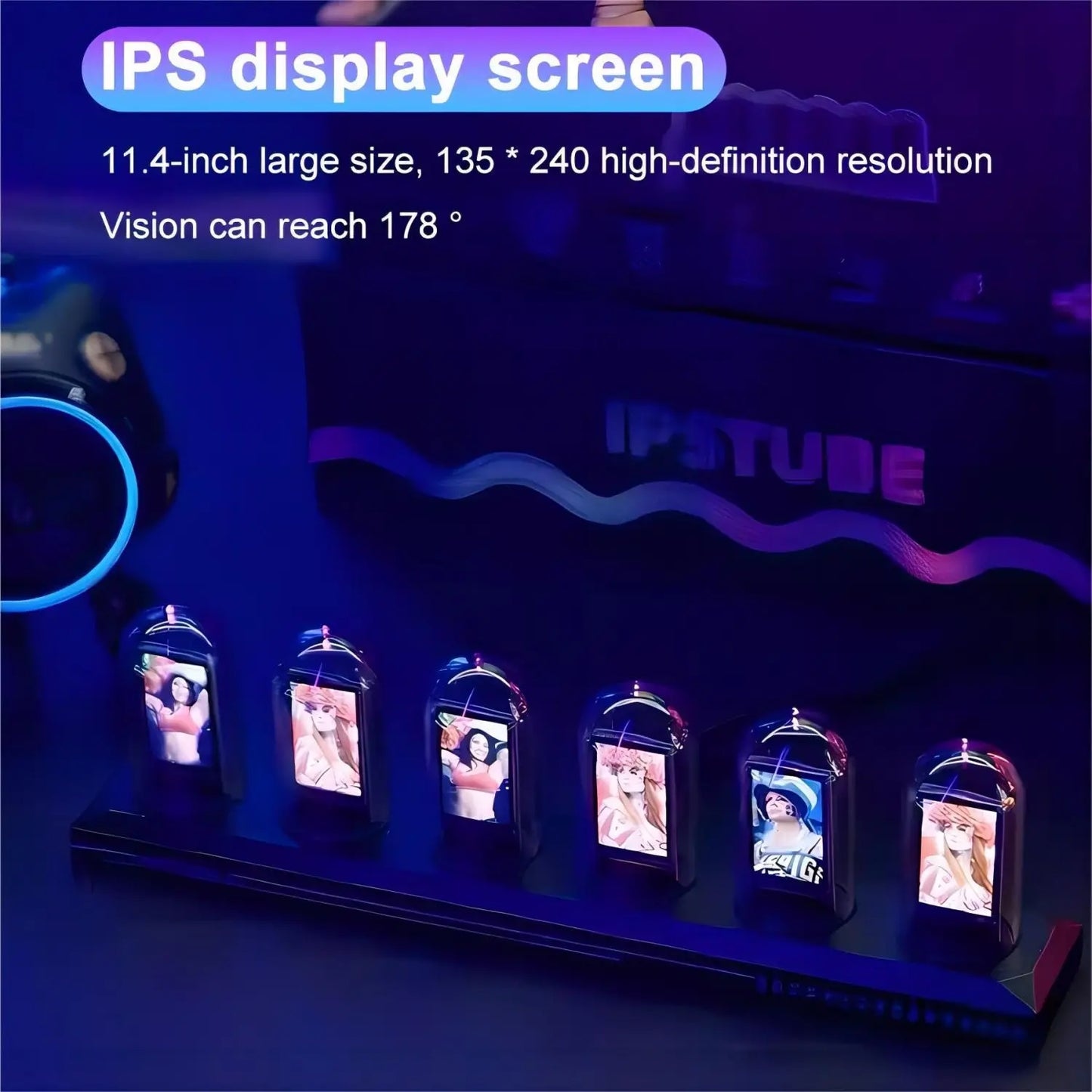 Retro RGB Nixie Tube Clock with LED Glow - IPS Color Screen, DIY Analog Digital Tube - Available at 2Fast2See.co