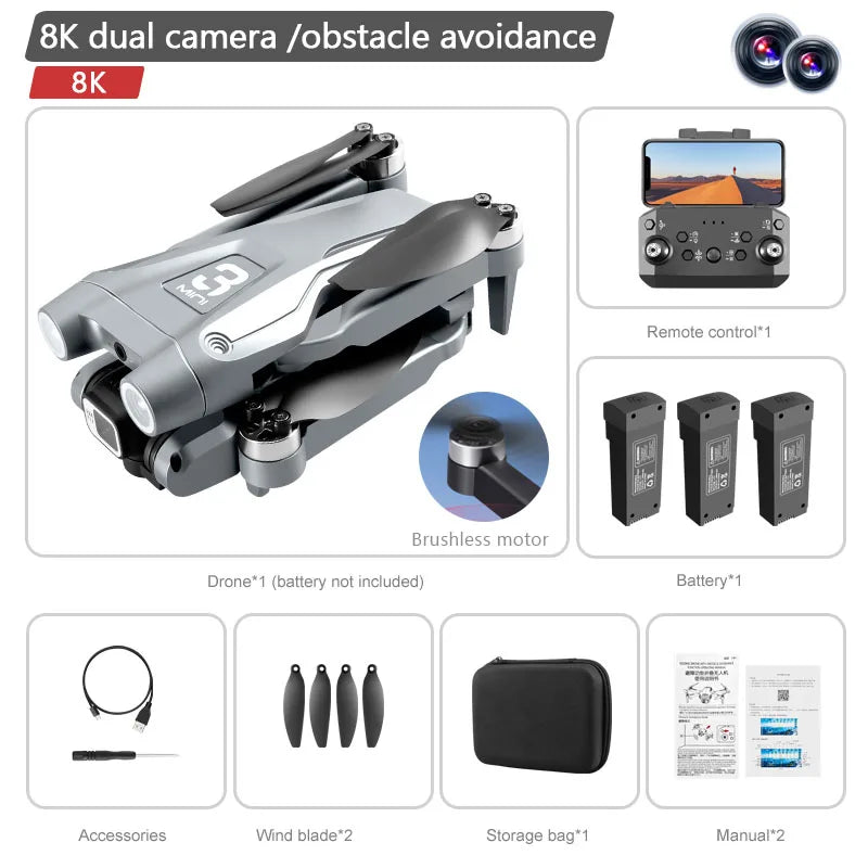 Lenovo Z908Pro Max Dual 8K Professional Drone - Grey Dual 8K 3B Available at 2Fast2See.co