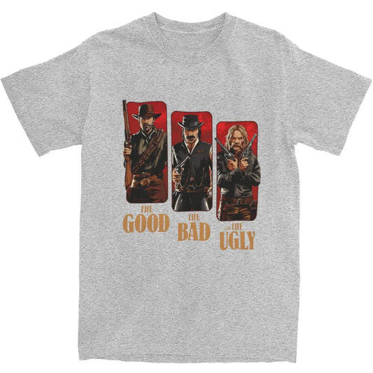 Red Dead Redemption 2 The Good The Bad The Ugly Pure Cotton Tshirt - Gray / S Available at 2Fast2See.co
