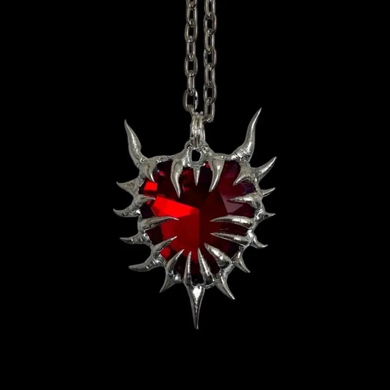 Dark Gothic Thorn Red Heart Pendant - Default Title Available at 2Fast2See.co
