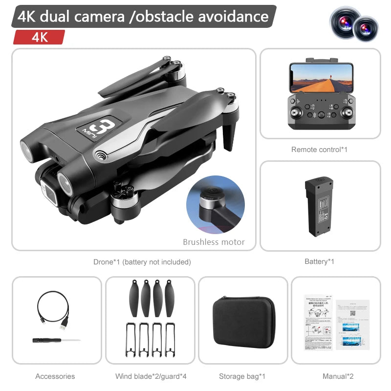 Lenovo Z908Pro Max Dual 8K Professional Drone - Black Dual 4K 1B Available at 2Fast2See.co