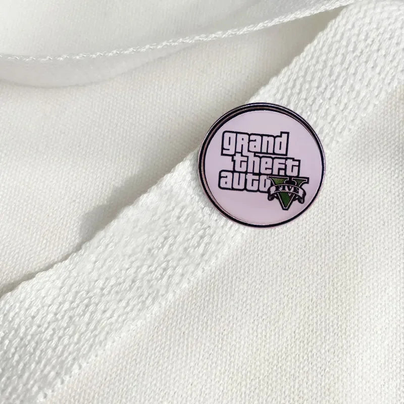Grand Theft Auto V Brooch Game Logo Badge Pin