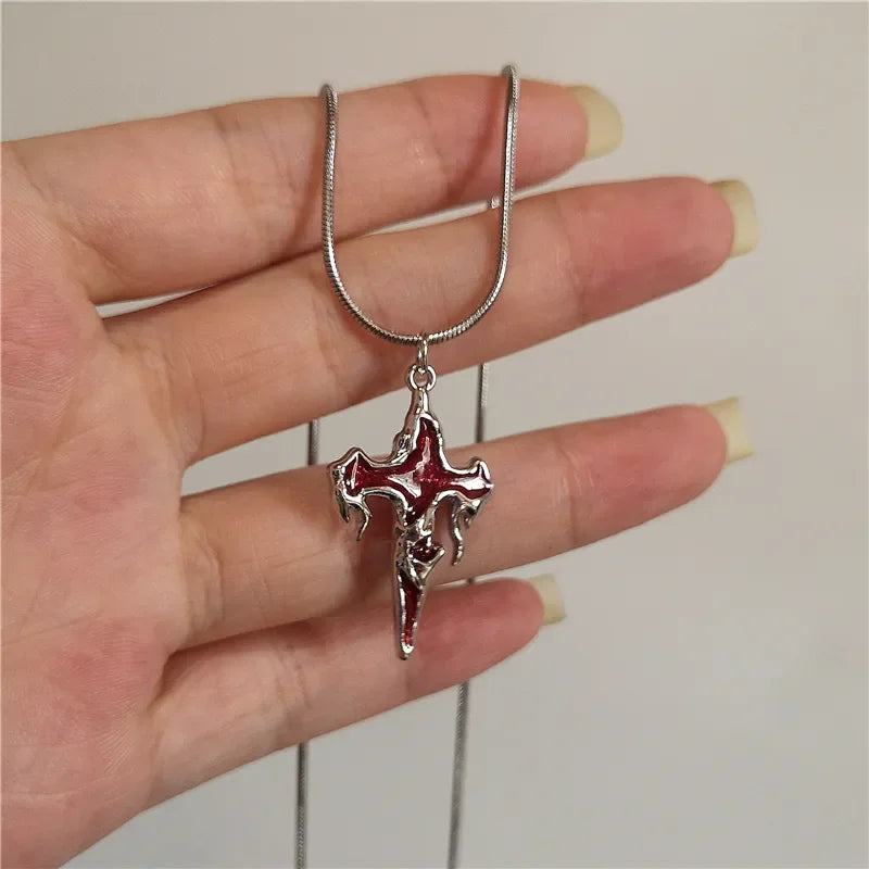 Vintage Red Heart Pendant Chains & Necklaces For Women Men Aesthetic Gothic Jewelry - 3 Available at 2Fast2See.co