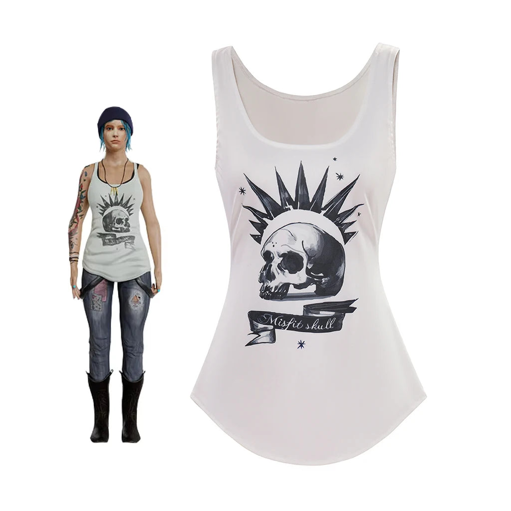 Life Is Strange Game Chloe Price Cosplay Costume White Sleeveless Top