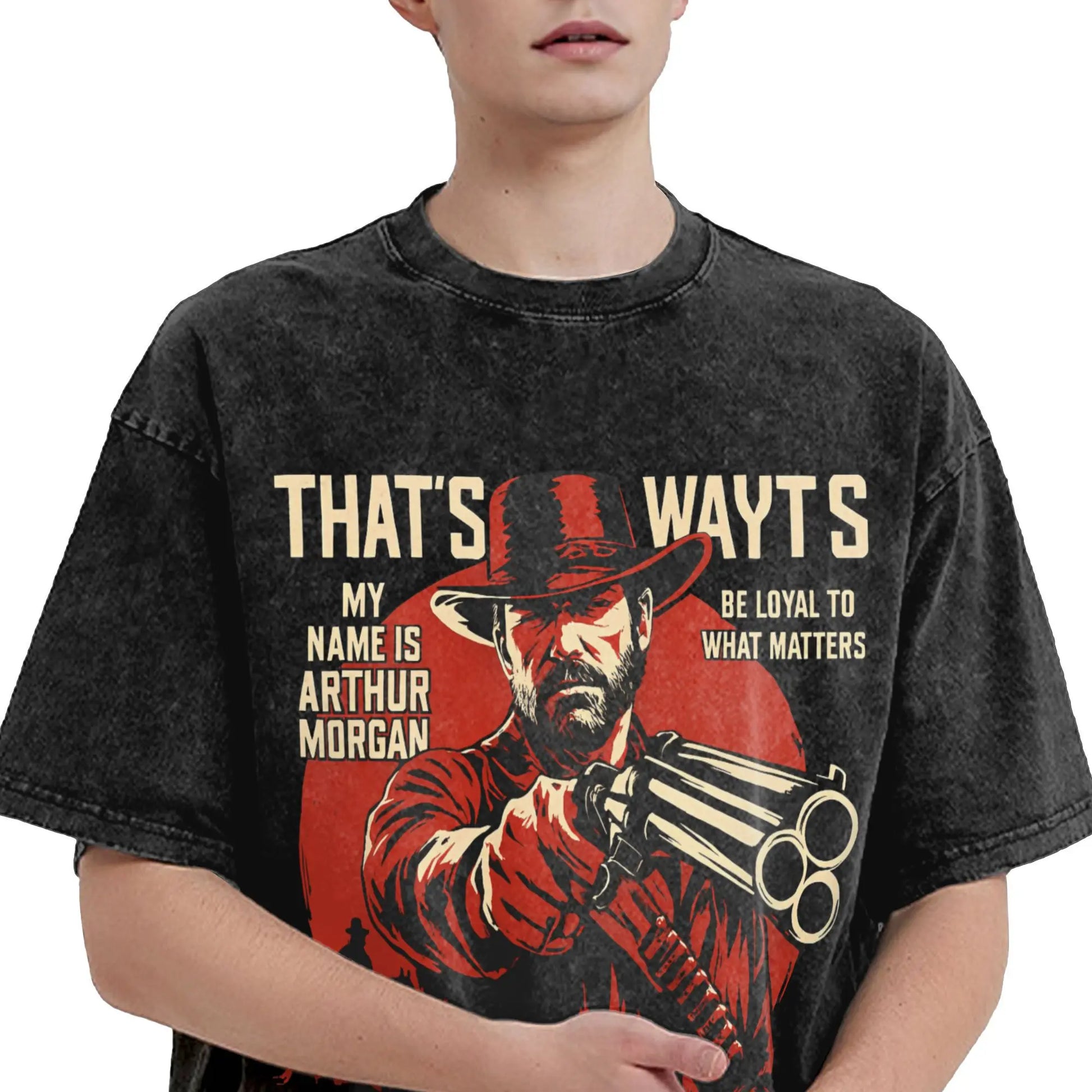 Red Dead Redemption My Name Is Arthur Morgan Washed Tshirt - Vintage Black / S Available at 2Fast2See.co