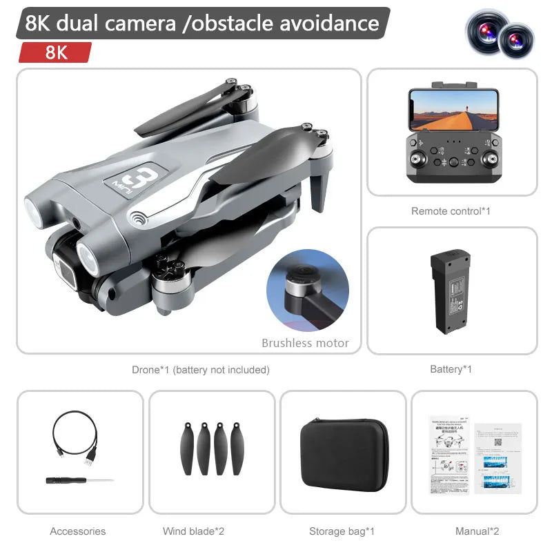 Lenovo Z908Pro Max Dual 8K Professional Drone - Grey Dual 8K 1B Available at 2Fast2See.co