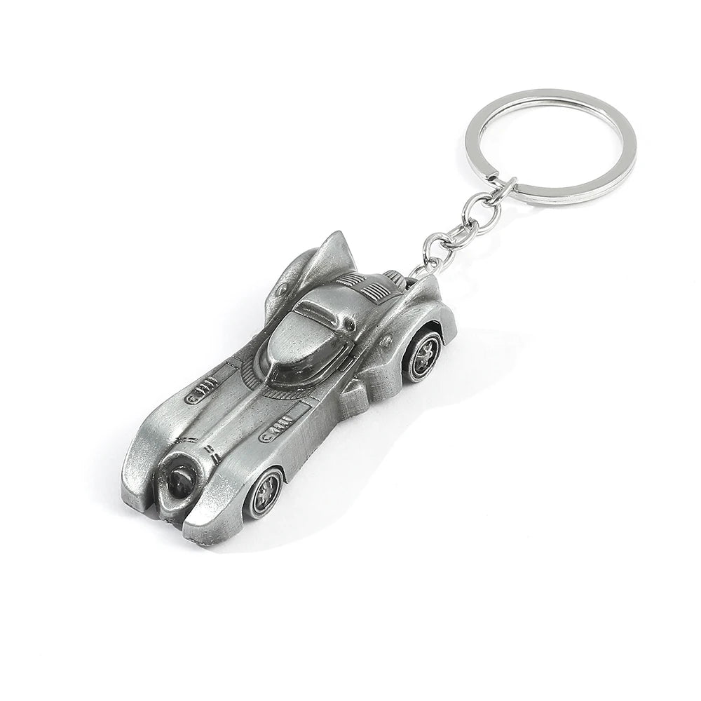 Batman Classic Vintage Silver Batmobile Keychain