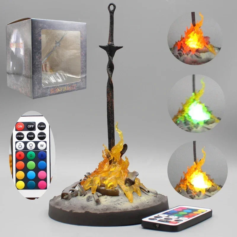 Dark Souls Glowing Bonfire Figure with Remote Control PVC Collection Model Gift