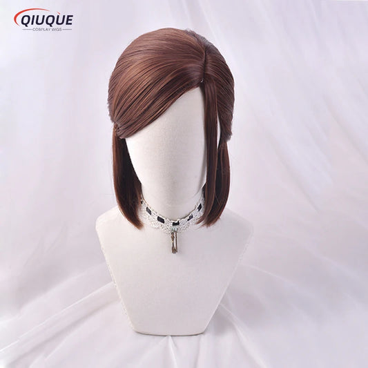 The Last of Us Game Ellie Cosplay Brown Short Side Parting Wig Heat Resistant Synthetic Hair + Free Wig Cap - One Size Available at 2Fast2See.co