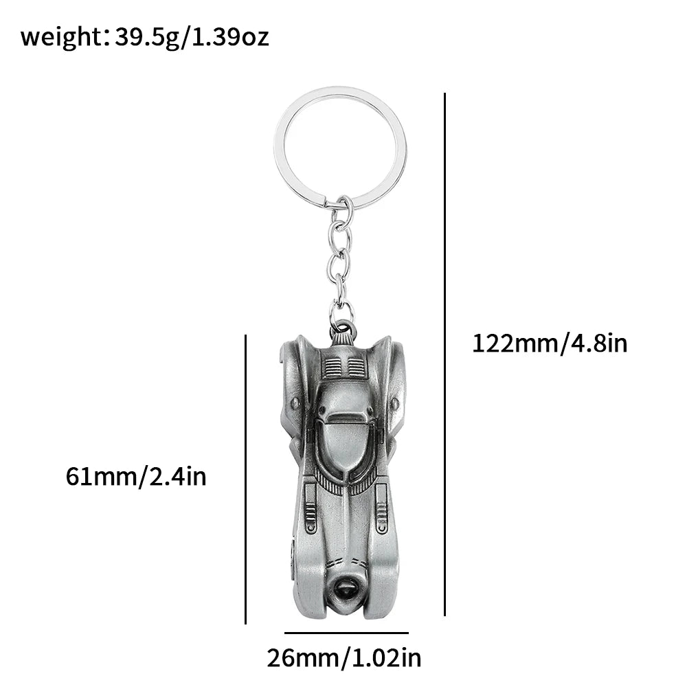 Batman Classic Vintage Silver Batmobile Keychain