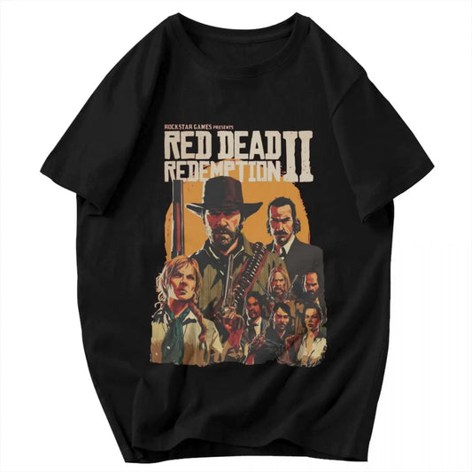 Red Dead Redemption 2 Game Retro Graphic Tshirt - Black / S Available at 2Fast2See.co