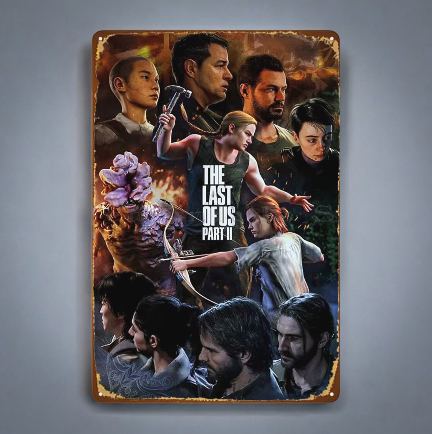 The Last of Us All Characters Inspired Metal Wall Sign Decoration - Clear / 14x20cm Available at 2Fast2See.co