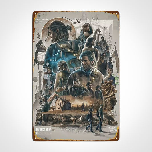 The Last Of Us Part 2 Characters Illustration Metal Sign Painting Wall Decor - Apocalyptic Old / 14x20cm Available at 2Fast2See.co