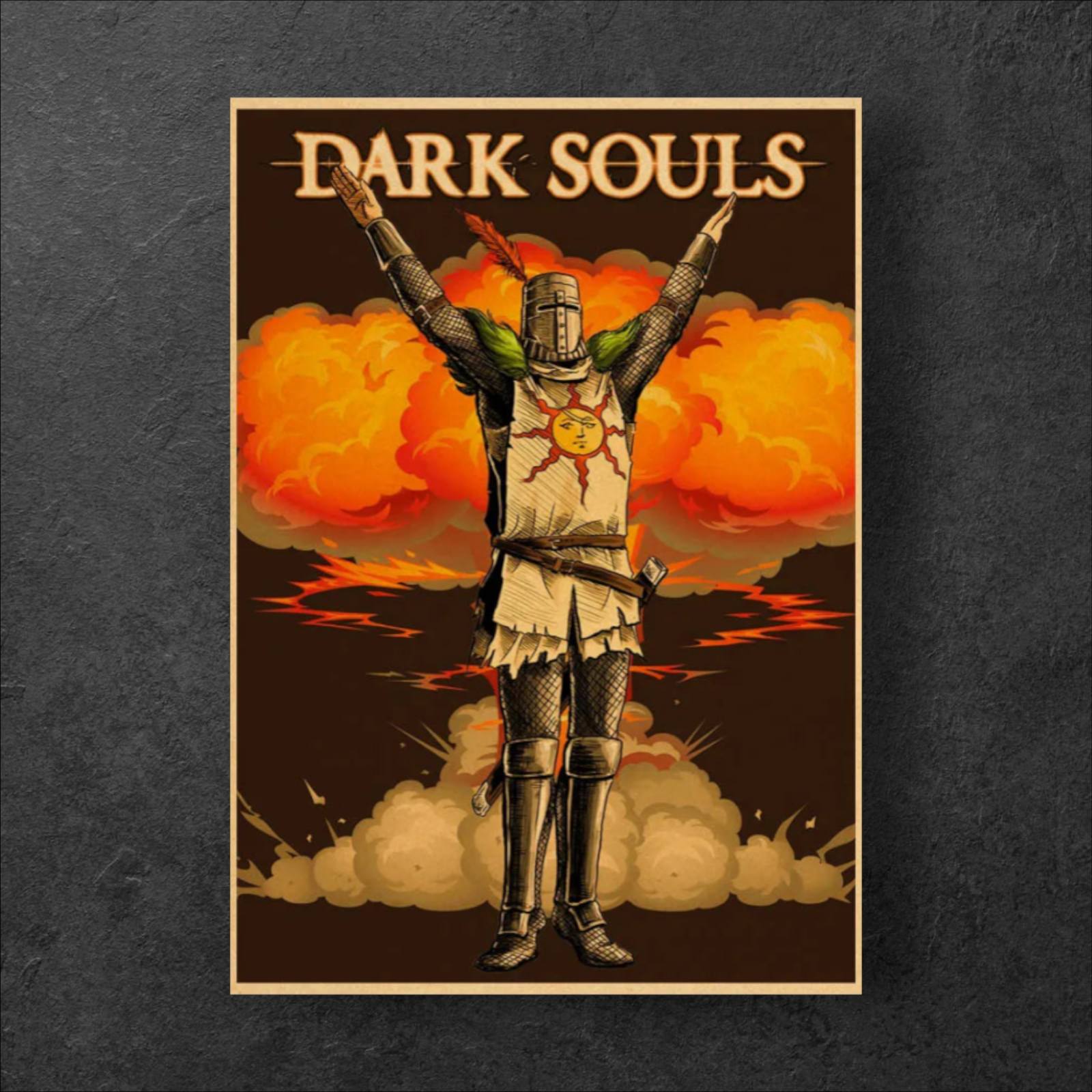 Dark Souls Solaire Praise the Sun Vintage Poster - 42 x 30cm Available at 2Fast2See.co