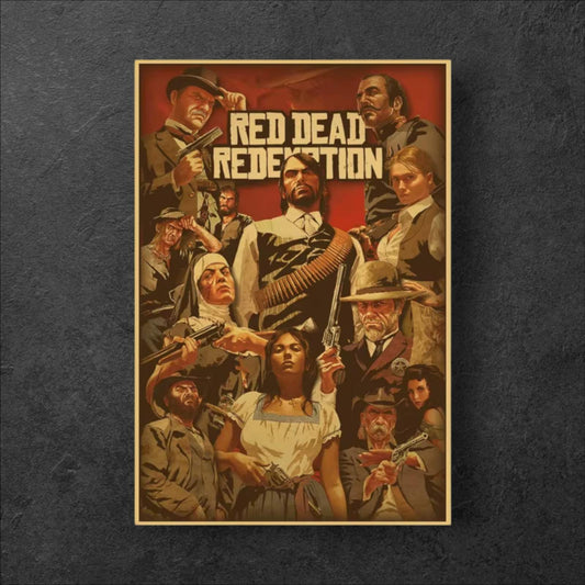 Red Dead Redemption 2 Inspired Vintage Game Poster - 21X30cm Available at 2Fast2See.co
