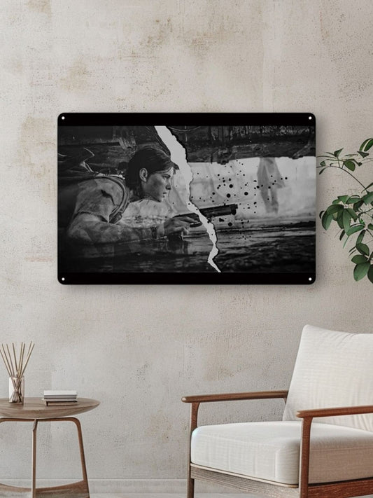The Last Of Us Part II Ellie In Action Metal Wall Sign - Clear / 14x20cm Available at 2Fast2See.co