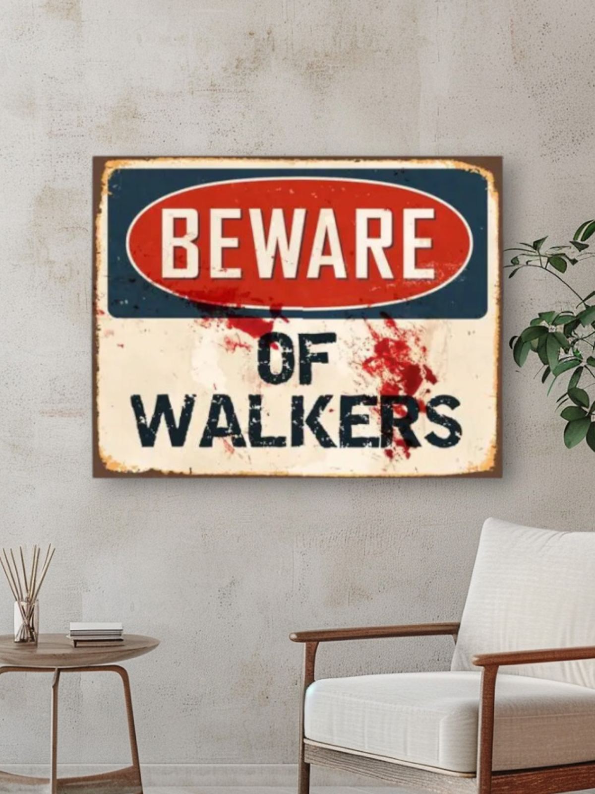 Telltale The Walking Dead BEWARE OF WALKERS Metal Sign