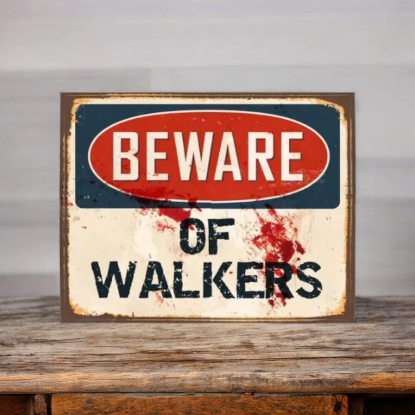 Telltale The Walking Dead BEWARE OF WALKERS Metal Sign